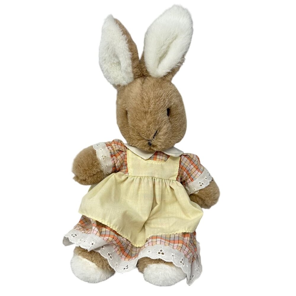 Vintage Commonwealth McCrory Bunny Plush Country Dress Apron 14 Inch